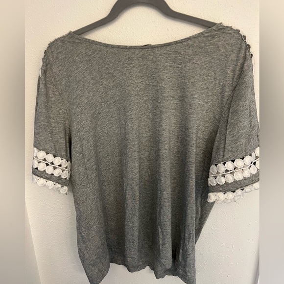 J. Crew Tops - J. Crew Top
Heather Gray with Ivory Lace Details
Short Sleeve

Size Large
